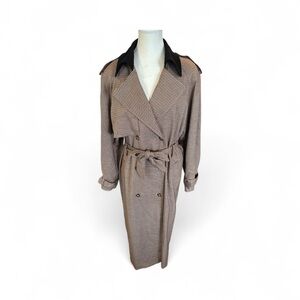 Rumored Notting Hill Houndstooth Trench Coat XS | Belted Longline Fall Jacket